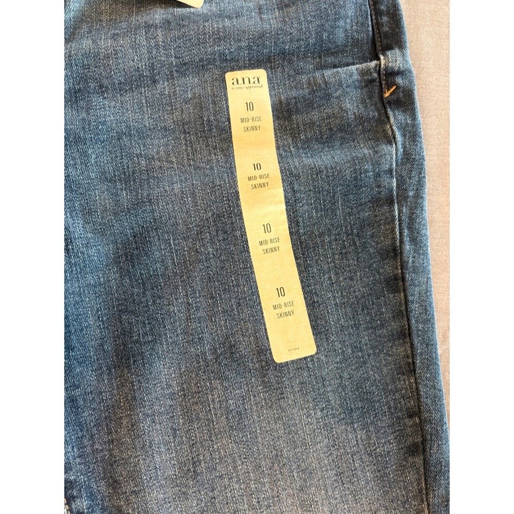 ANA A New Approach Mid-Rise Skinny Jeans Size 10 Medium Wash Blue Denim NWT - Picture 3 of 11